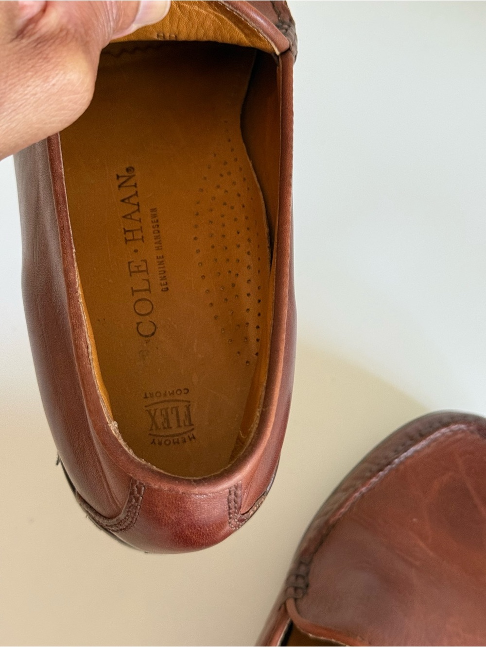 Cole Haan Brown Leather Moc Toe Slip-On Loafers - Picture 8 of 11